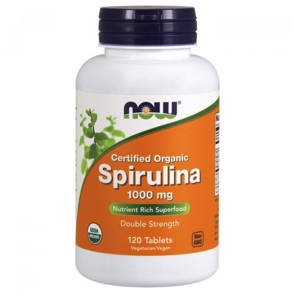 Spirulina 1000 mg certified organic (120 tabs) NOW