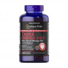 Puritan's Pride Maximum Strength Triple Omega 3-6-9 Fish, Flax & Borage Oils (240 softgels)