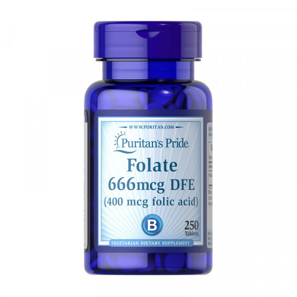 Folate 666 mcg DFE (Folic Acid 400 mcg) (250 tablet) Puritan's Pride