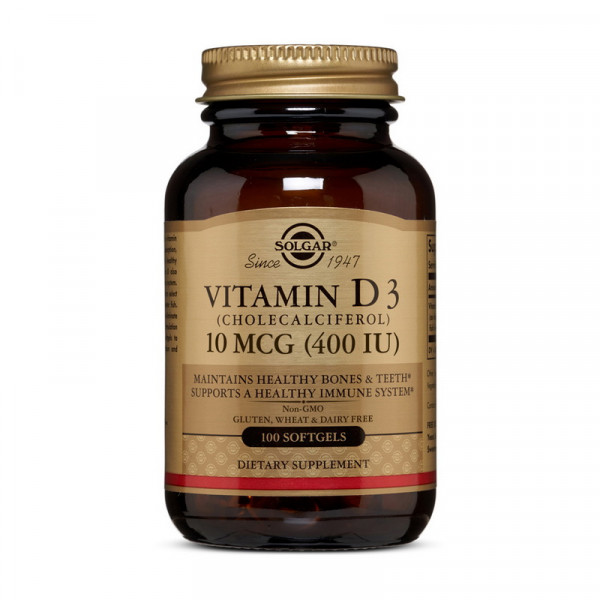 Vitamin D3 10 mcg (400 IU) (100 softgels) Solgar