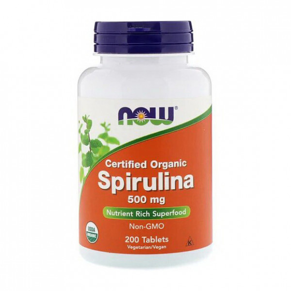 Spirulina 500 mg certified organic (200 tabs) NOW