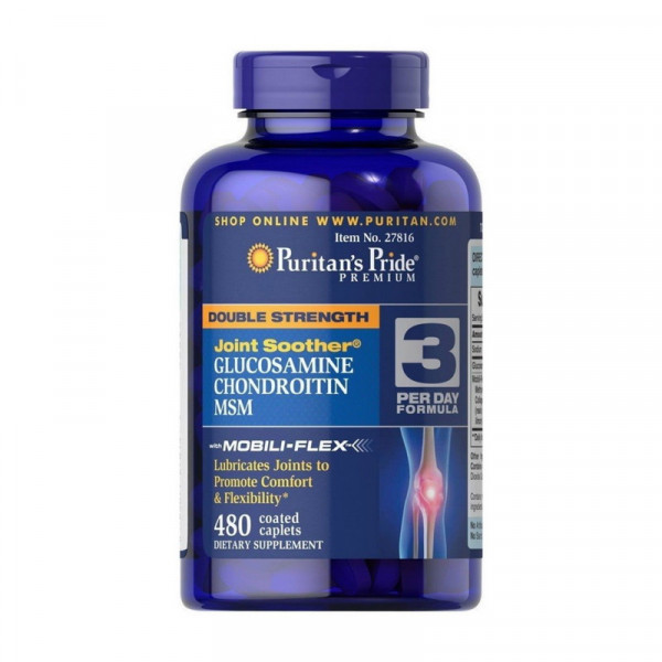 Double Strength Glucosamine, Chondroitin & MSM (480 caplets) Puritan's Pride