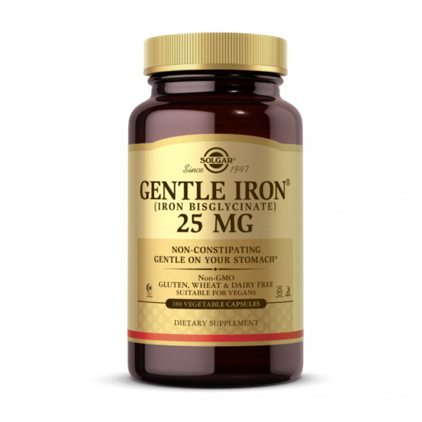 Gentle Iron 25 mg (iron bisglycinate) (180 veg caps) Solgar