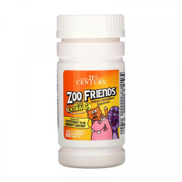 Zoo Friends with Extra C Children's Multivitamin (60 chewable tabs) 21st Century