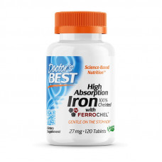 Doctor's BEST High Absorption Iron Chelated with Ferrochel (120 tabs)