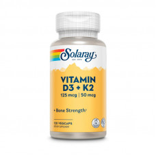 Solaray Vitamin D3+K2 (soy free) (пошкоджена заводська етикетка) (120 veg caps)