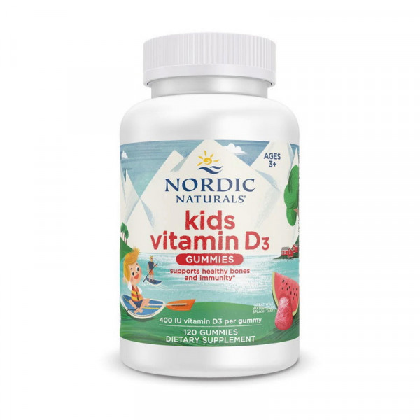 Kids Vitamin D3 400 IU Gummies (120 gummies, wild watermelon splash) Nordic Naturals