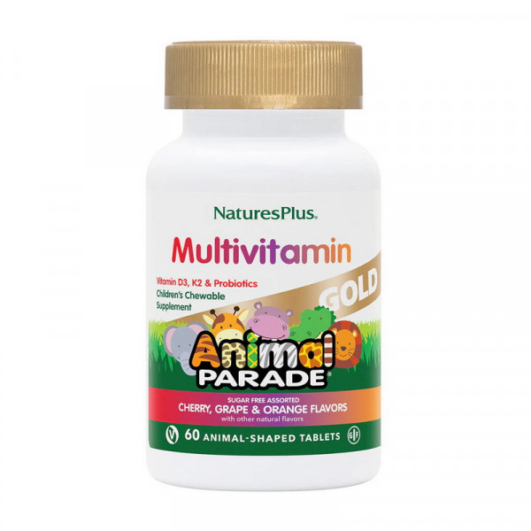 Animal Parade Gold Children's Multi-vitamin & Mineral (60 animal-shaped tabs, cherry) Natures Plus