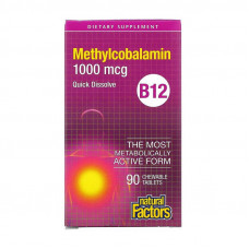 Natural Factors Methylcobalamin B-12 1000 mcg (90 chewable tabs)