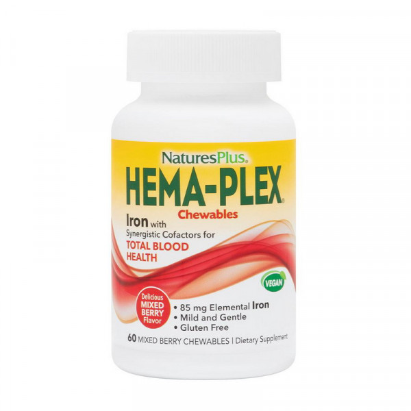 Hema-Plex Iron (60 chew tabs, mixed berry) Natures Plus