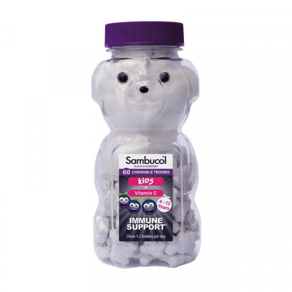 Black Elderberry Chewable Teddies For Kids + Vitamin C (60 chew teddies)