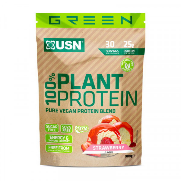 USN 100% Plant Protein (900 g, strawberry)