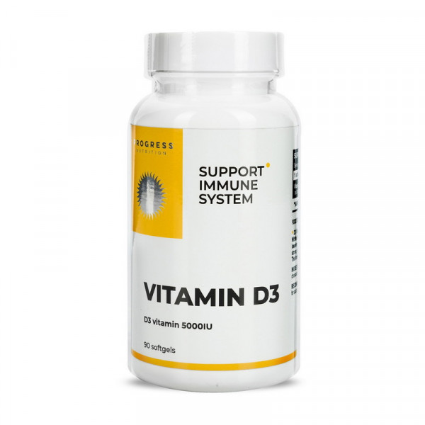 Vitamin D3 5000IU (90 sgels) Progress Nutrition