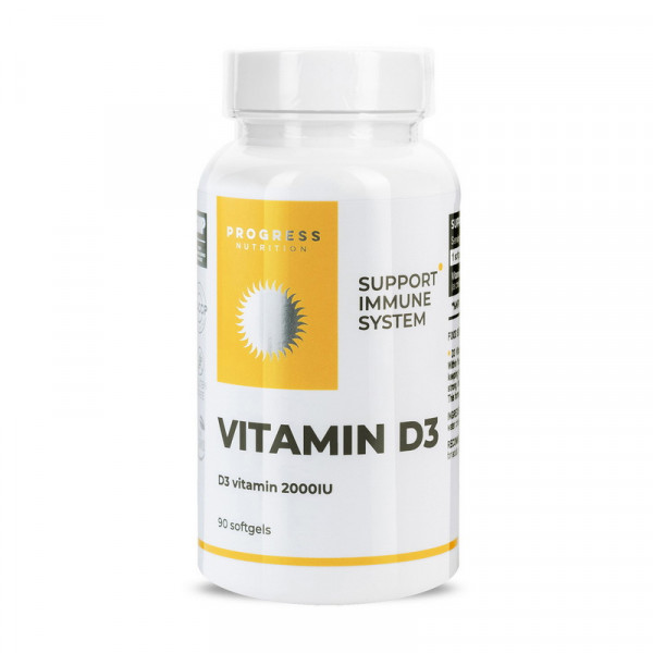 Vitamin D3 2000IU (90 sgels) Progress Nutrition