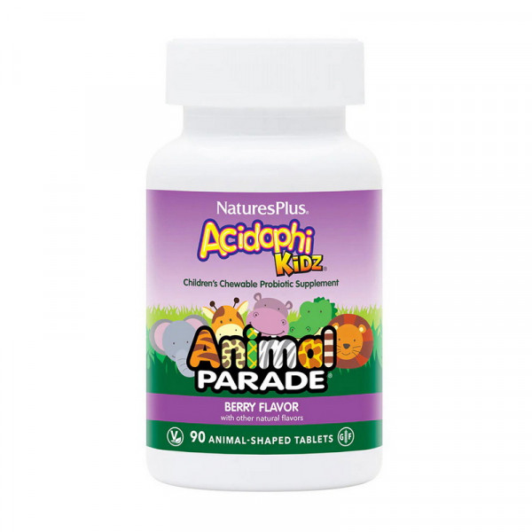 Animal Parade Acidophi Kidz (90 animal-shaped tabs, berry) Natures Plus