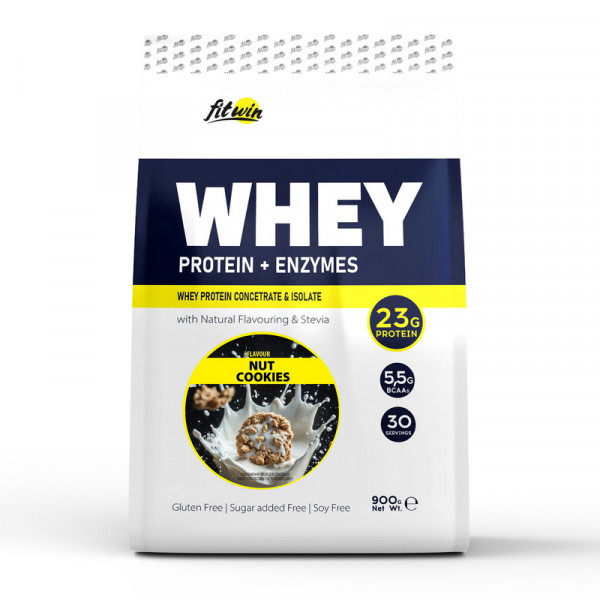 FitWin Whey Protein + Enzymes (900 g, nut cookies)