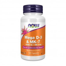 NOW Mega D-3 & MK-7 5000 IU / 180 mcg (120 veg caps)