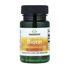 Swanson Biotin 5,000 mcg (30 veg caps)