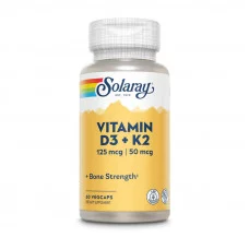 Solaray Vitamin D3+K2 (soy free) (пошкоджена заводська етикетка) (60 veg caps)