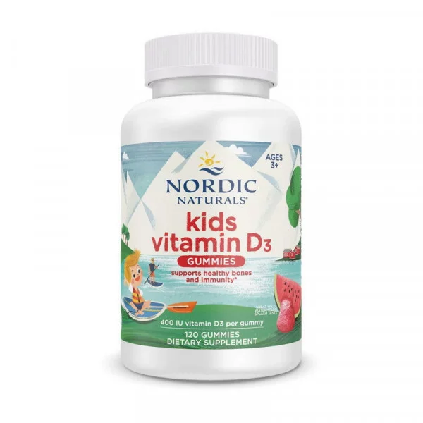 Nordic Naturals Kids Vitamin D3 400 IU Gummies (120 gummies, wild watermelon splash)
